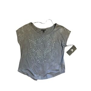 Rock & Republic Blouse Top Womens Size M Gray Sleeveless Round Neck Cotton Blend